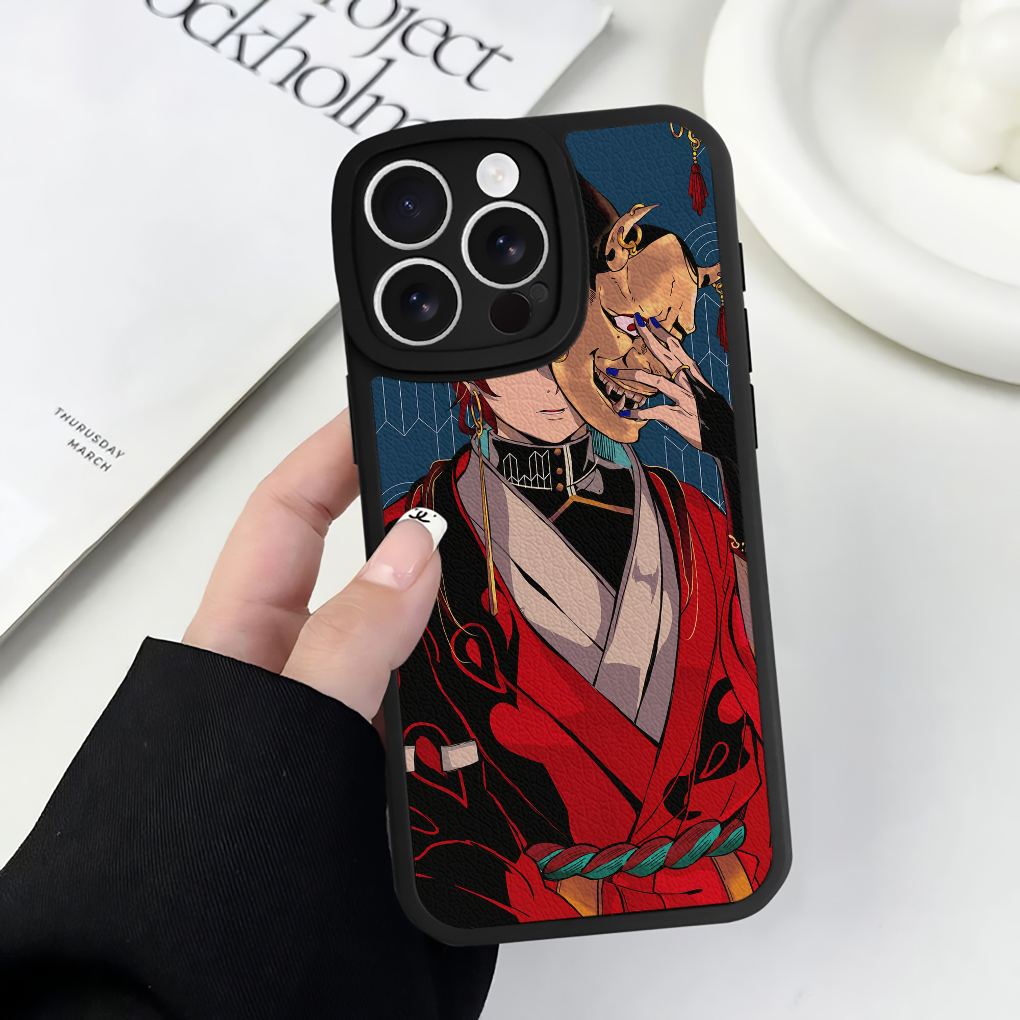 （画像用） 鬼滅の刃（きめつのやいば）竈門 炭治郎／かまど たんじろう Kamado Tanjirou 【iPhone 16シリーズ対応】シリコンスマホケース（レザー調） 材質：シリコン